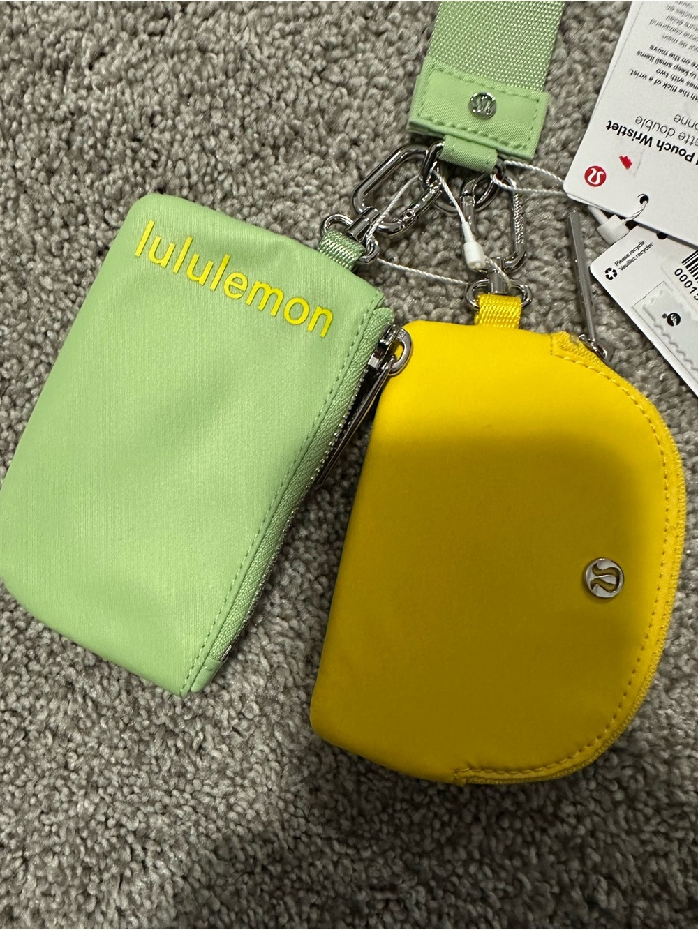 NWT! Lululemon dual pouch wristlet in yellow and green - Picture 2 of 3